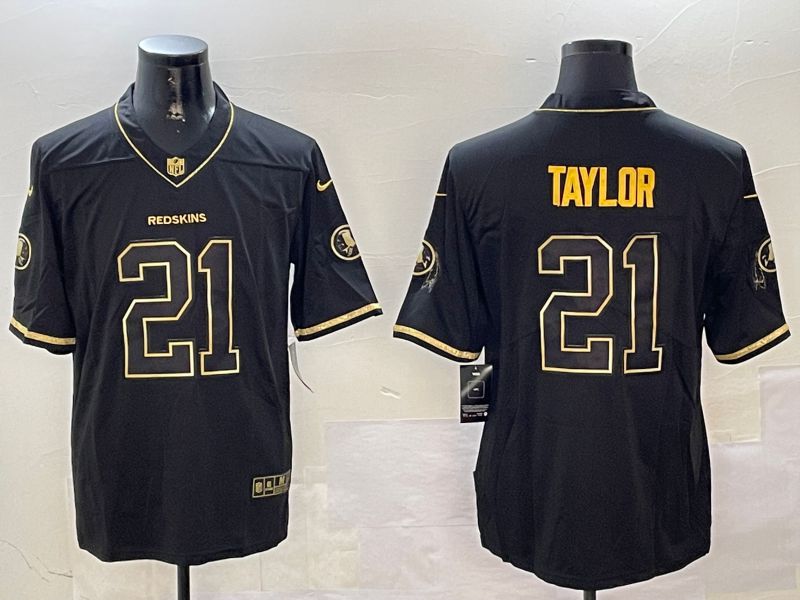 Men Washington Redskins #21 Taylor Black Gold Throwback 2024 Nike Limited NFL Jersey style 1->washington redskins->NFL Jersey